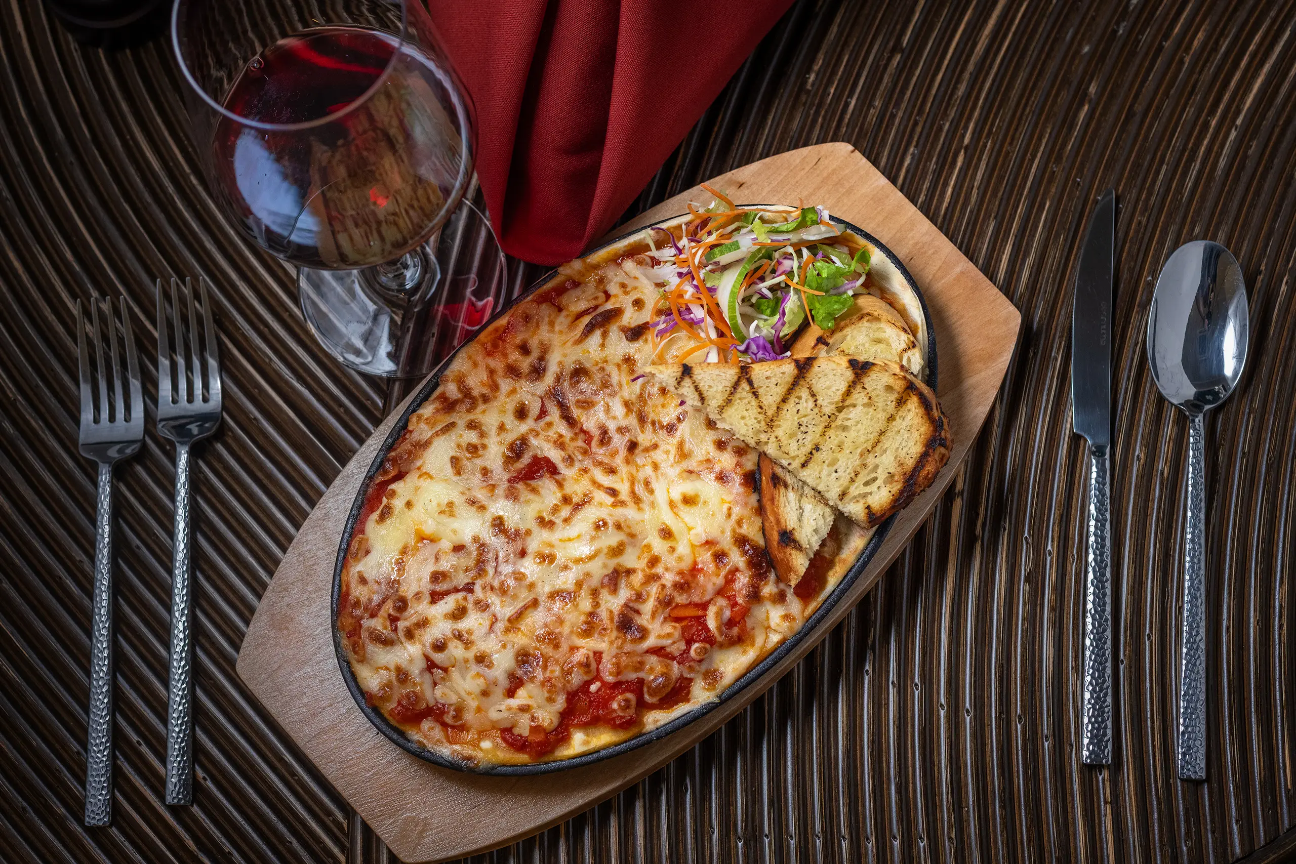 Lasagna served in a hotel, Dominica.