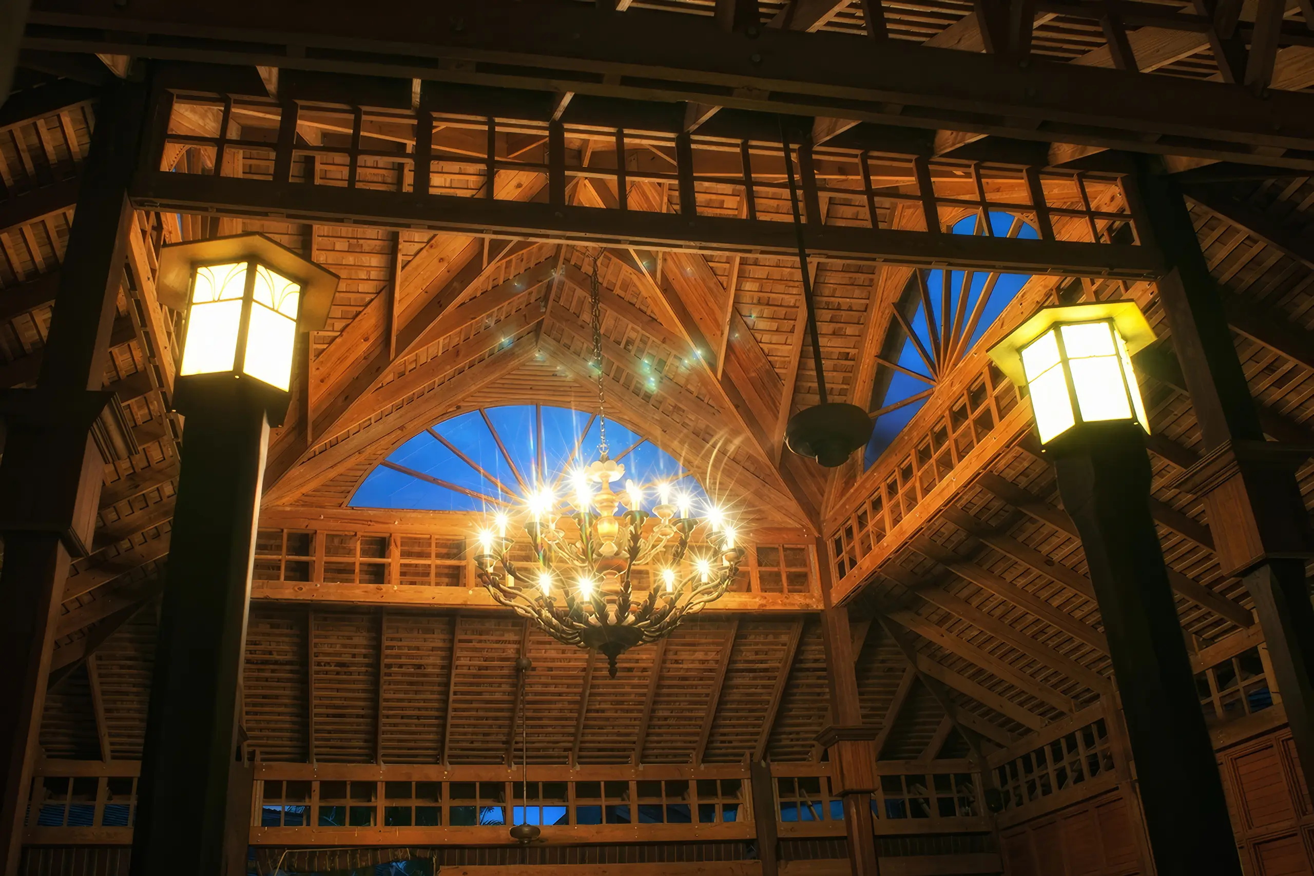 Sunset Ocho Rios, Jamaica. The Caribbean. Restaurant ceiling.